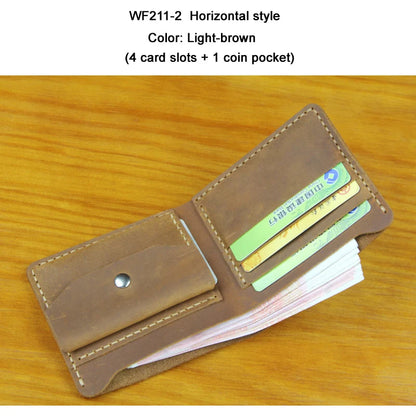 Handmade Crazy Horse Leather Bifold Wallet with Coin Pocket