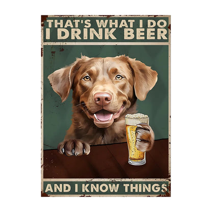 Funny Dog Beer Poster – That's What I Do I Drink Beer Wall Art