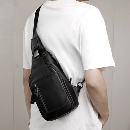 Men's Genuine Leather Sling Chest Bag – Python Skin Crossbody Pack