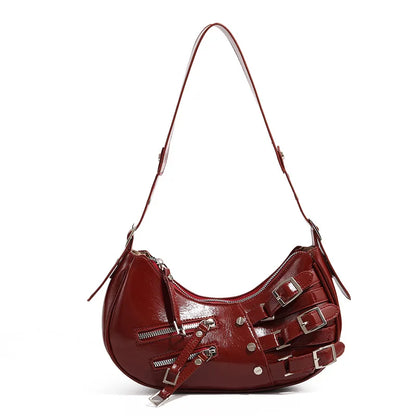 Vintage PU Leather Shoulder Bags For Women Y2K Trendy