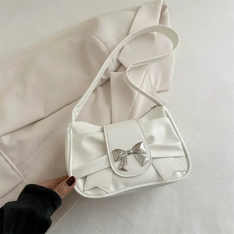PU Leather Trendy Bow Handbag