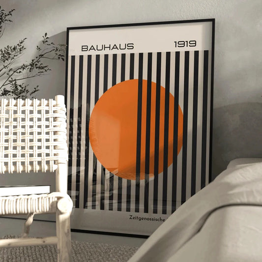 Bauhaus 1919 Orange Circle Wall Art Print – Retro Geometric Poster