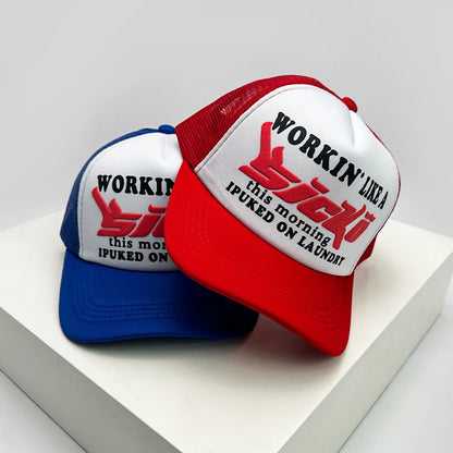 Graphic Print Mesh Trucker Hat Breathable Baseball Cap