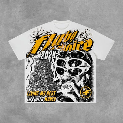 Y2K Oversized Graphic T-Shirt – Men's Money Print Cotton Tee