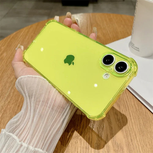 Neon Shockproof Transparent iPhone Case – Candy Color Slim Cover