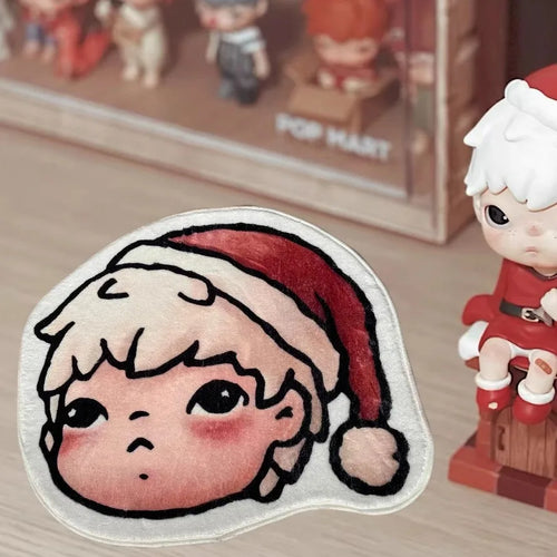 Christmas Boy Character Head-Shaped Rug – Soft Absorbent Floor Mat