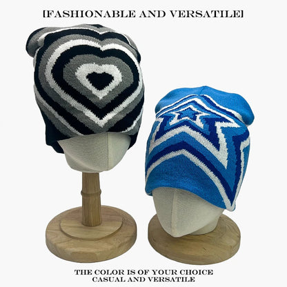 Star Knit Beanie Hat – Color Block Y2K Unisex