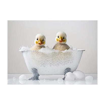 Cute Dog in Bathtub Wall Art Poster – Funny Puppy Canvas Print