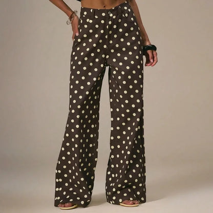 Polka Dot Wide Leg Pants Women Y2K Baggy Jeans Retro Street Style