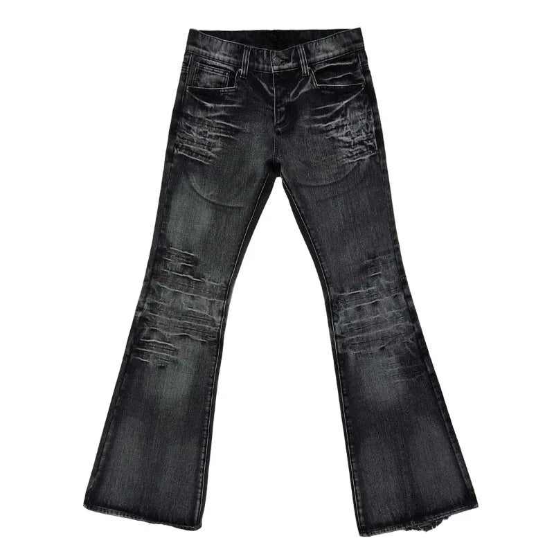 Distressed Flare Jeans – Y2K Bootcut Streetwear Denim