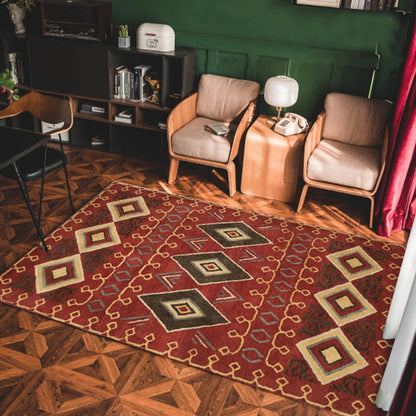 Bohemian Area Rug – Soft Non-Slip Ethnic Style Carpet, Machine Washable