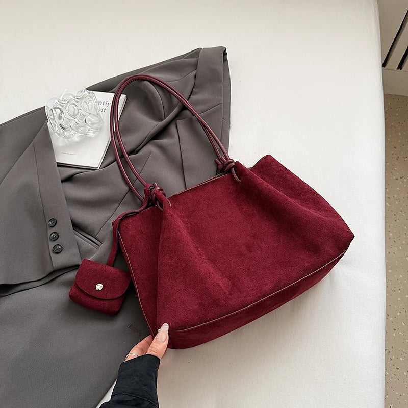 Luxury Faux Suede Tote Bag New Shoulder Bag