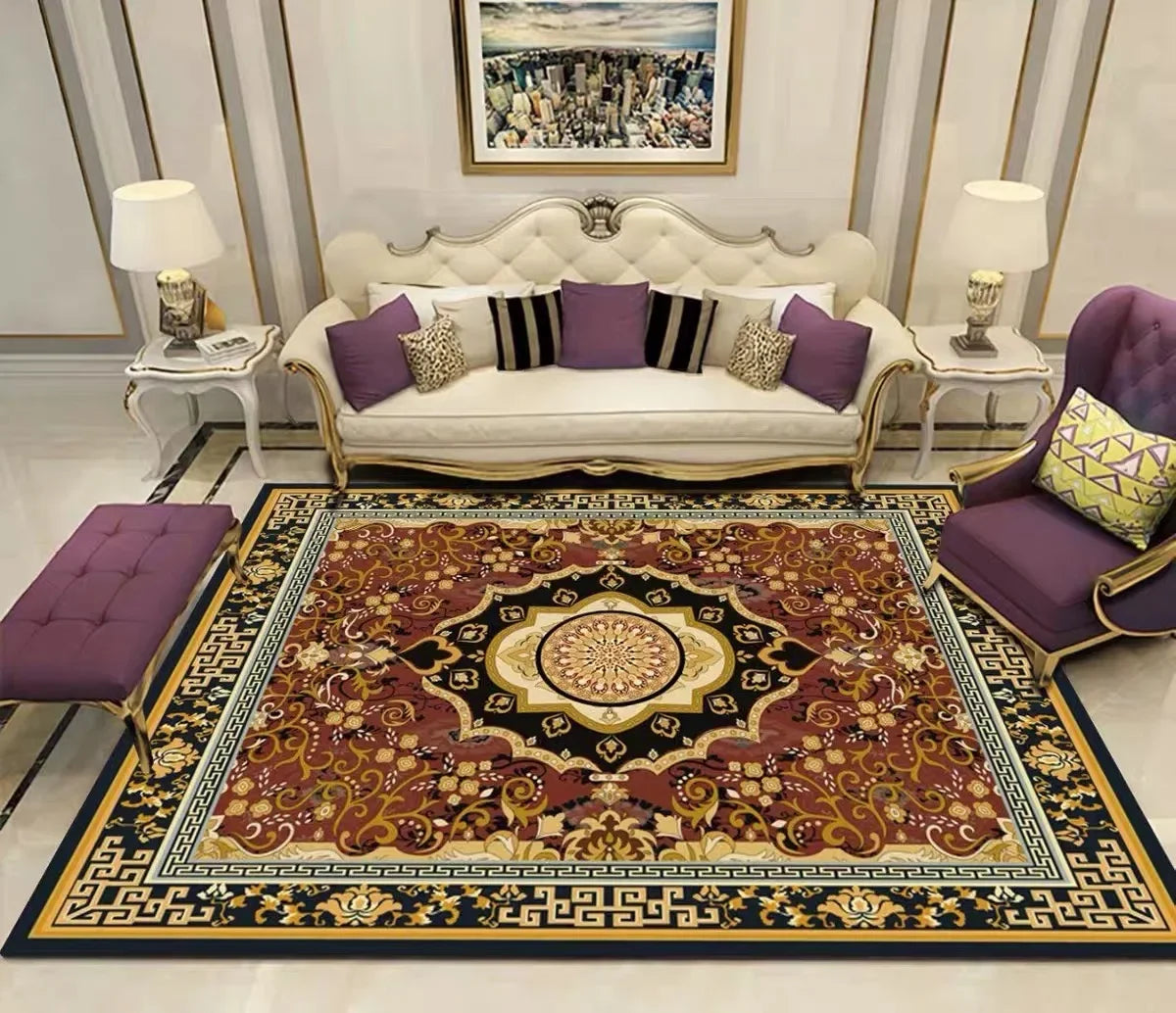 Bohemian Vintage Area Rug – Persian Floral Pattern for Living Room & Bedroom
