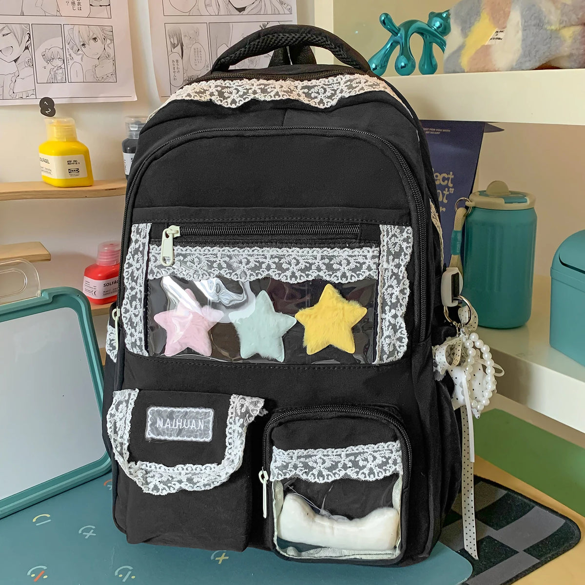 Lace Trim Girls School Backpack – Cute Large Capacity Student Bag