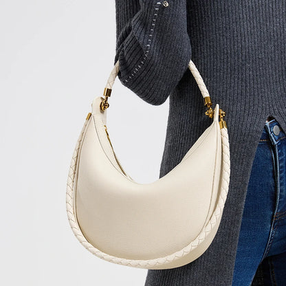 Women's Genuine Leather Shoulder Bag – Luxury Crescent Hobo