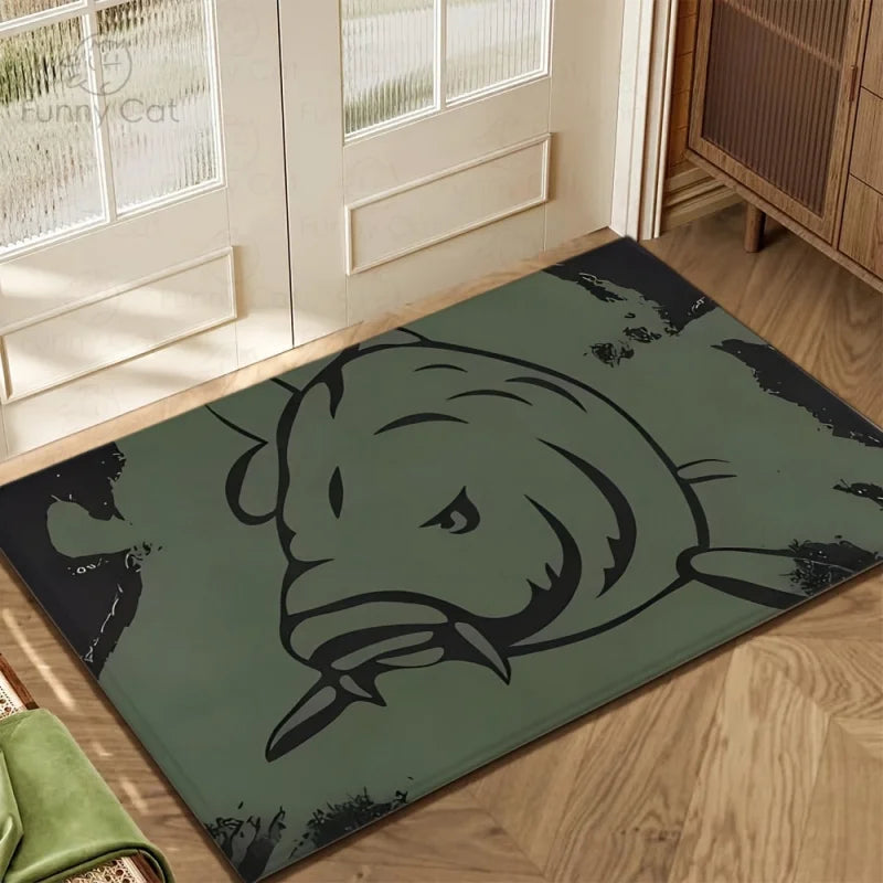 Salmon Fish Pattern Door Mat for Fishing Enthusiasts