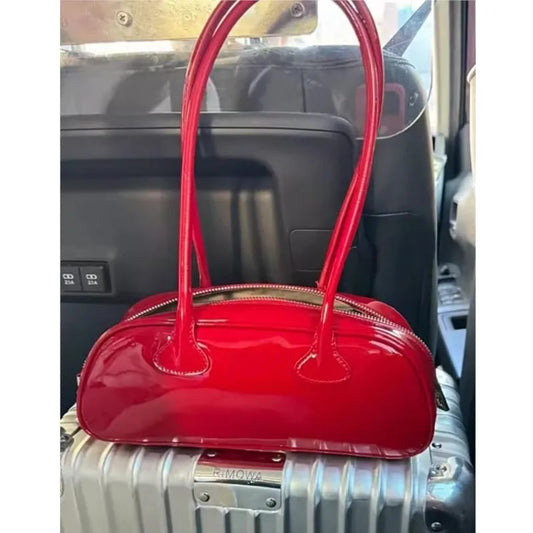 Red Underarm Bag Purse Women High Street Hot Girls Patent Leather