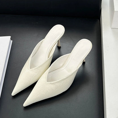 Women's Pointed-Toe Mule Heels – Elegant Thin Heel Dress Sandal