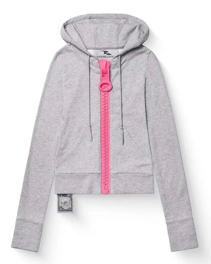 Chunky Zipper Cropped Hoodie – Harajuku Y2K Slim Fit Sweatshirt