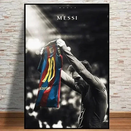 Lionel Messi Canvas Wall Art – Football Star Poster Print