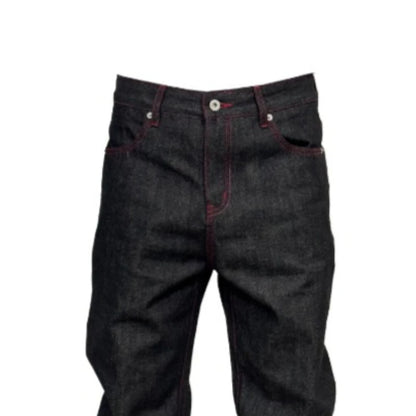 Mens Jeans Tattoo Letter Embroidery Black Red Denim Pants Harajuku Unisex Straight Leg Slight Flare