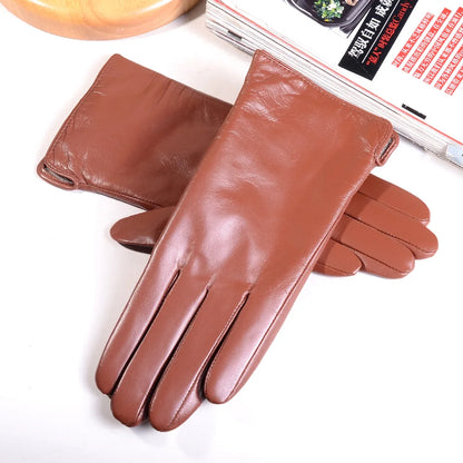 Women's Leather Wool-Lined Touchscreen Riding Gloves