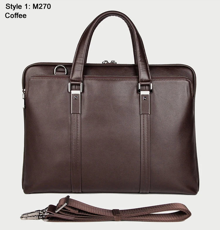 Genuine Leather Men's Briefcase – 15.6" Laptop & Business Bag