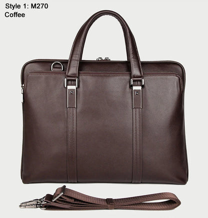 Genuine Leather Men's Briefcase – 15.6" Laptop & Business Bag
