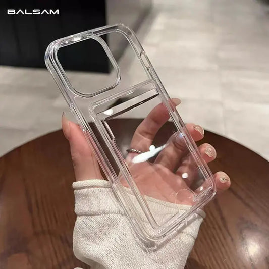 Clear Card Slot iPhone Case – Shockproof Wallet Cover