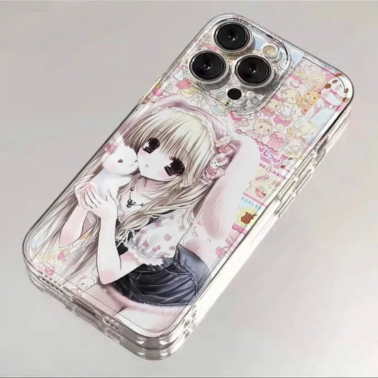 Cute Anime Girl with Bunny Samsung Case – S26 S25 S24 S23 S22 S21 S20 Ultra Plus FE