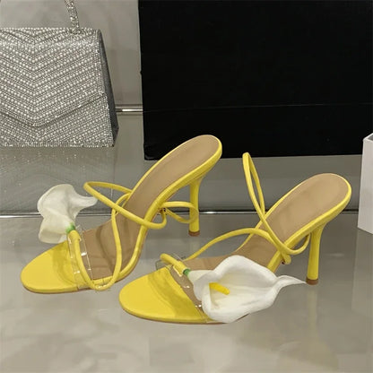 Flower Strap Thin Heel Sandals – Women's Open Toe Party Heels