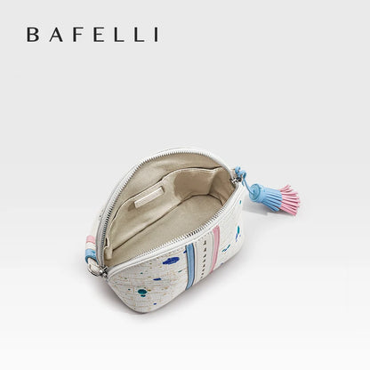 Designer Leather Wristlet Clutch Bag with Tassel Detail