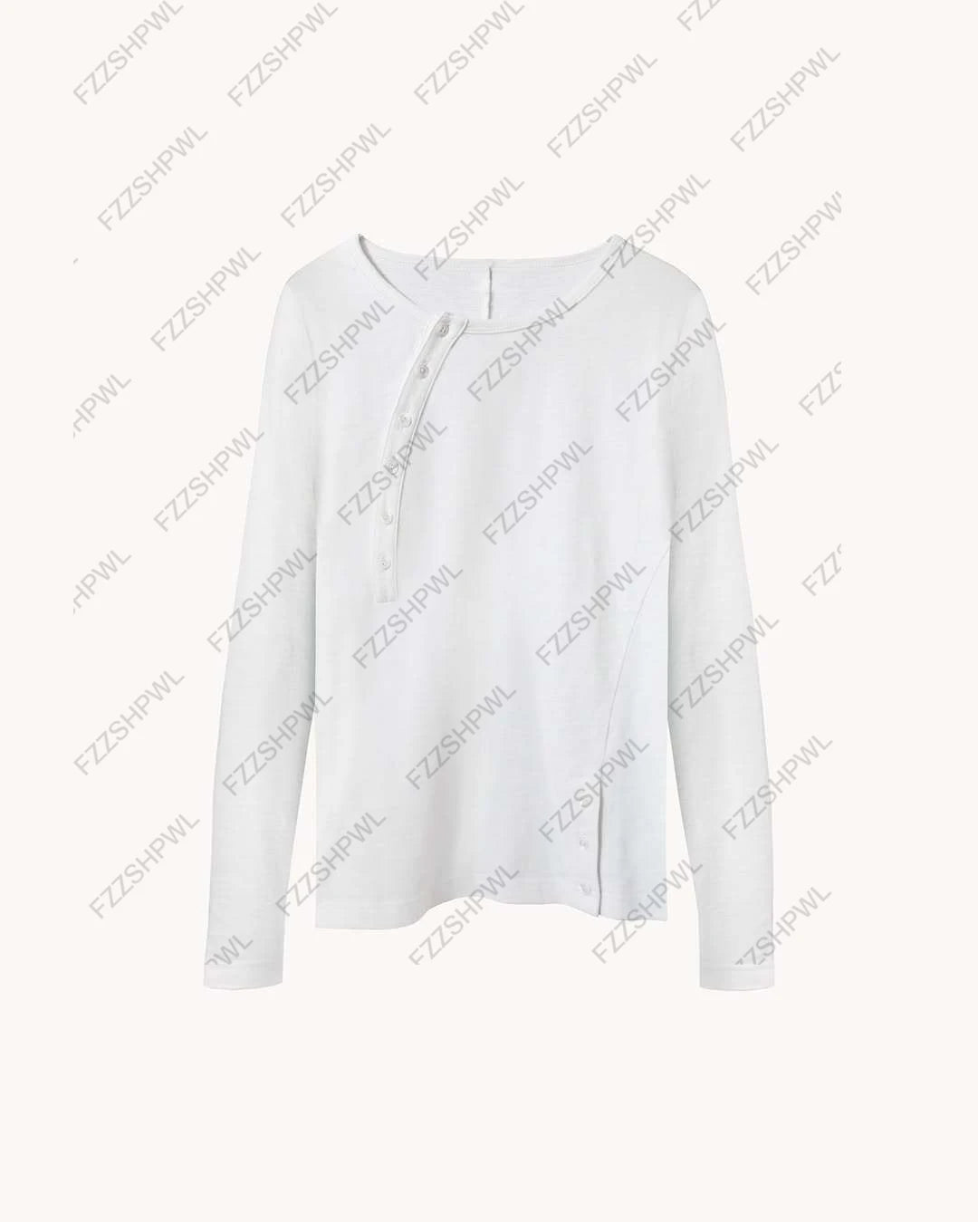Y2K Men's Long Sleeve Button T-Shirt – Solid Color Cotton Top