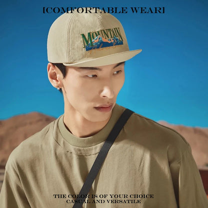 Mountain Adventure Embroidered 5-Panel Camp Cap – Quick-Dry Outdoor Hat