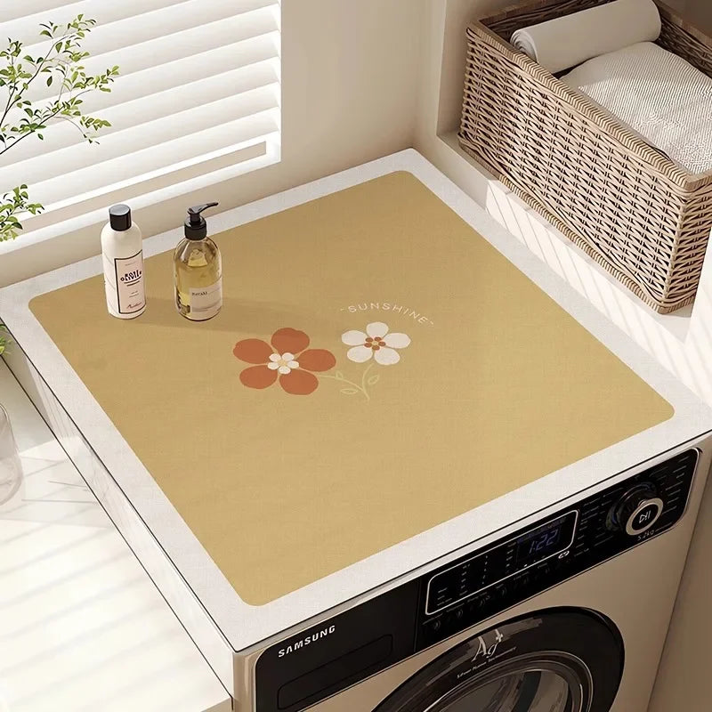 Washing Machine Top Cover Mat – Absorbent Non-Slip Cute Cartoon Pad