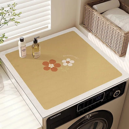 Washing Machine Top Cover Mat – Absorbent Non-Slip Cute Cartoon Pad