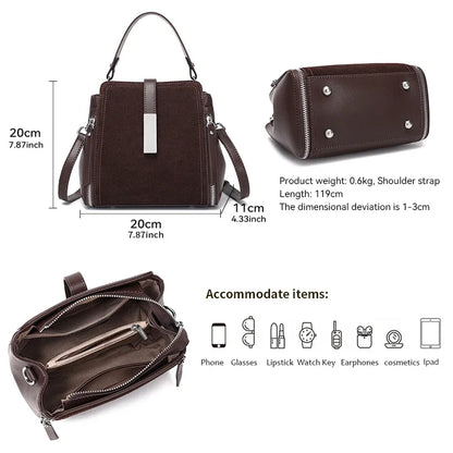 Suede Leather Shoulder Bag for Women
