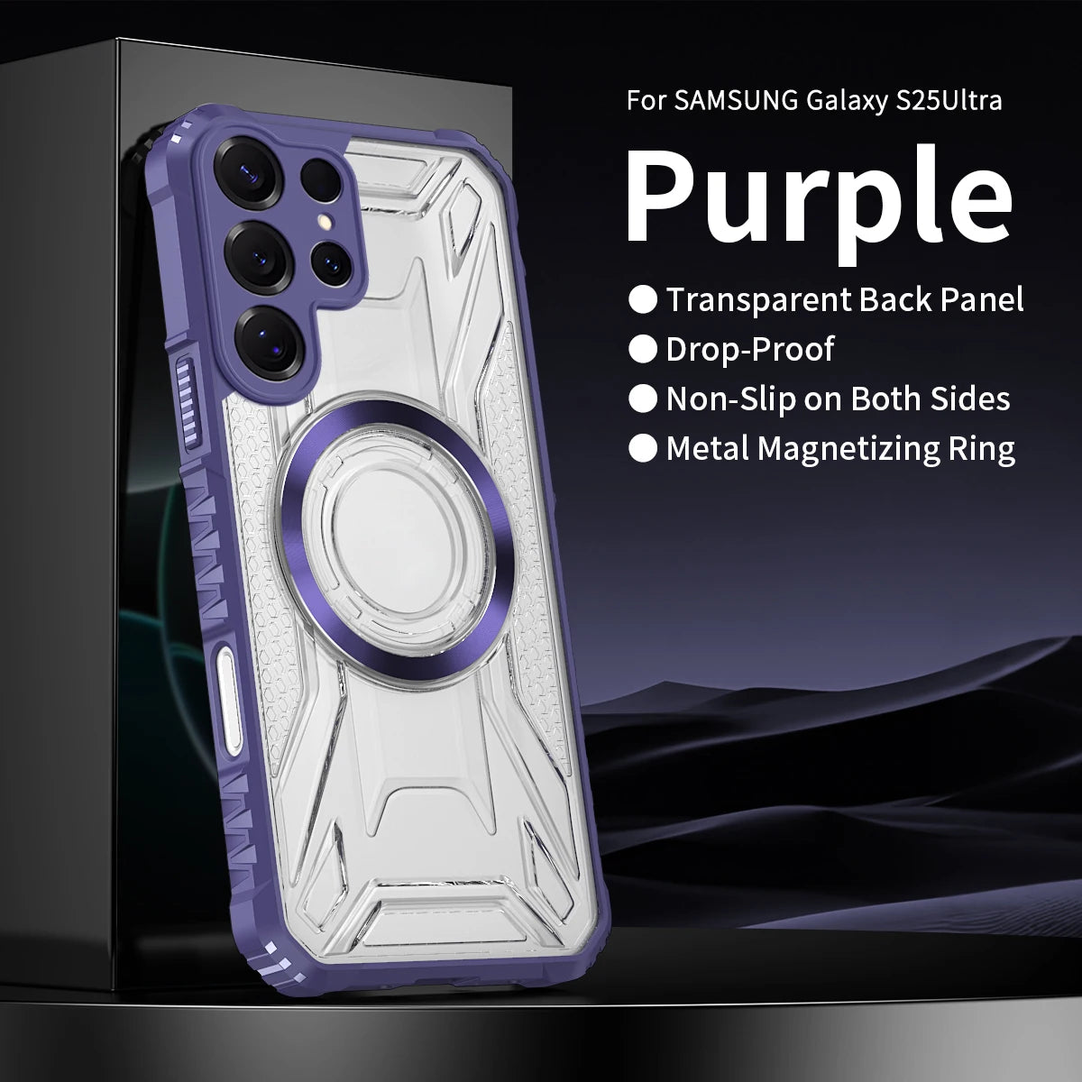 Magnetic Samsung Galaxy Case – Rugged Clear Cover with Metal Ring