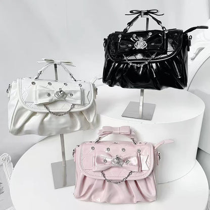 Elegant Pink Bow Rhinestone Underarm Bag