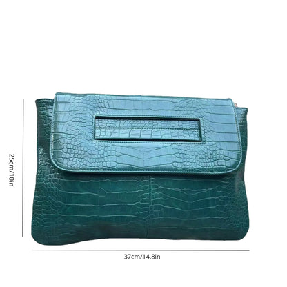 Crocodile Pattern PU Leather Laptop Crossbody Bag