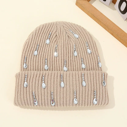 Rhinestone Knit Beanie for Women – Crystal Embellished Winter Hat