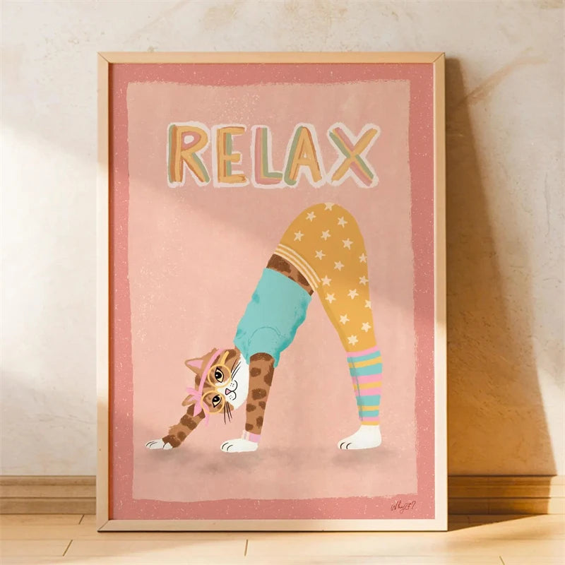 Boho Cat Bicycle Wall Art Poster – Kids Nursery Print