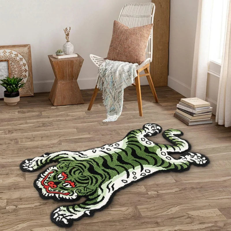Vikama Retro Tiger Alien Shaped Floor Mat Anti-Slip Bedroom Bedside Rug Living Room Area Home