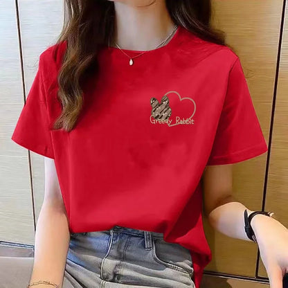 Korean Cartoon Graphic T-Shirt – Women's Loose Round Neck Tee