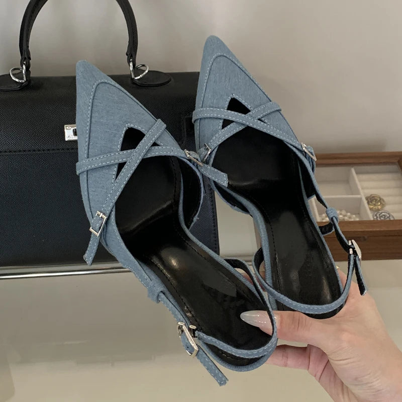 Buckle Strap Pointed Toe Stiletto Pumps for Women