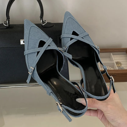 Buckle Strap Pointed Toe Stiletto Pumps for Women