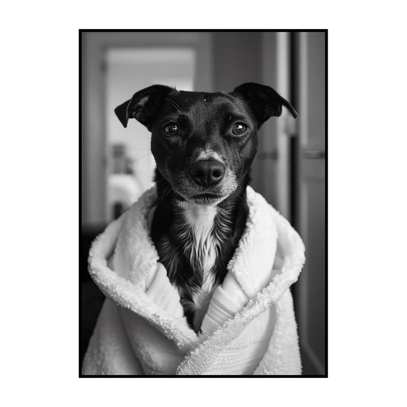 Funny Animal Bathroom Wall Art Poster – Quirky Wildlife in Bathrobe Print