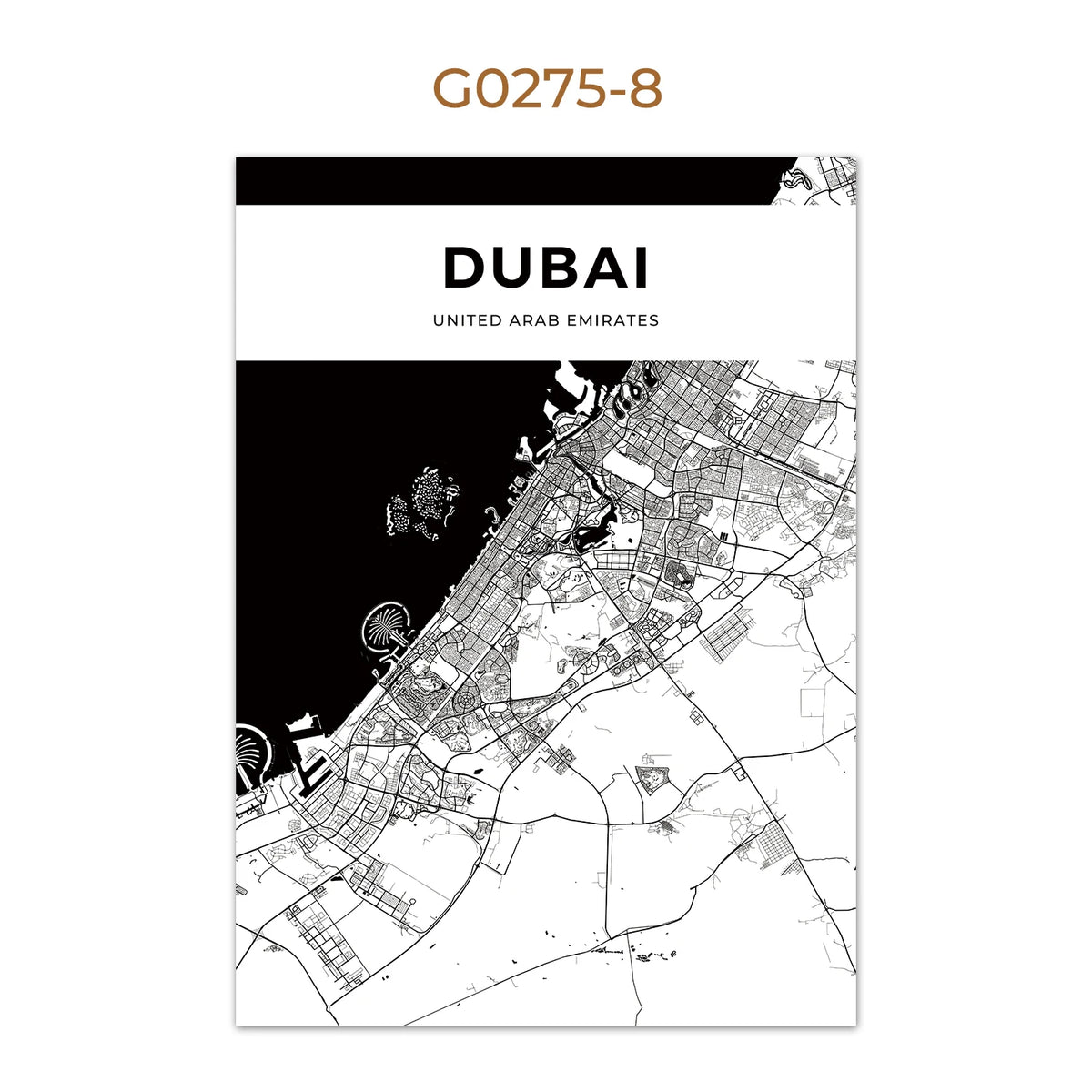 World City Map Wall Art Print – Black & White City Poster