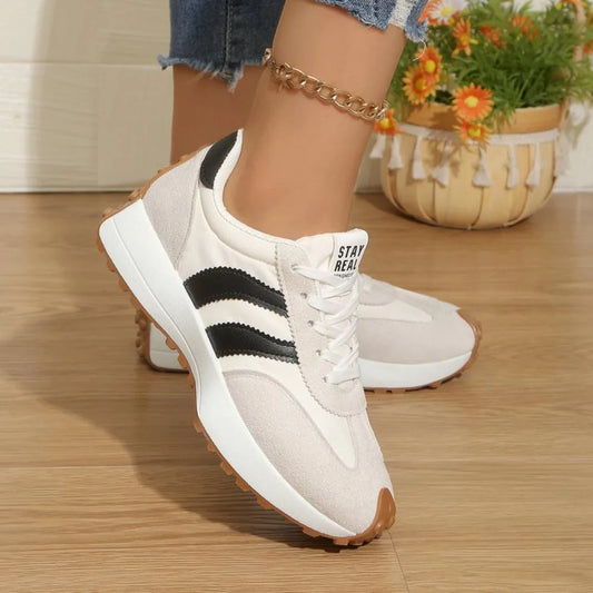 Women's Retro Platform Sneakers – Color Block Thick Sole Casual Running Shoes