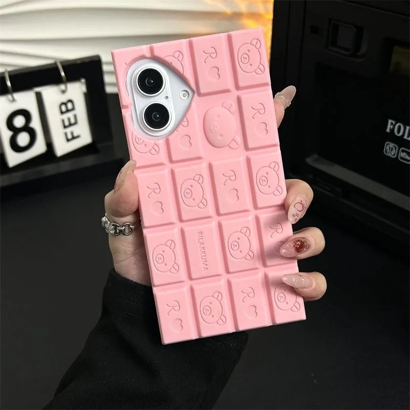 Rilakkuma 3D Chocolate Bar iPhone Case – Cute Soft Silicone